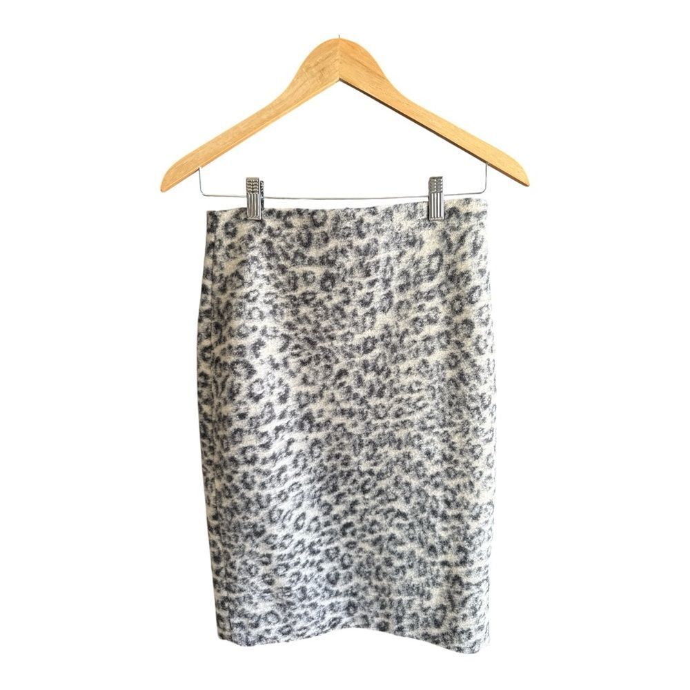 Ann Taylor Fitted Leopard Print Women's Wool Blend Pencil Skirt